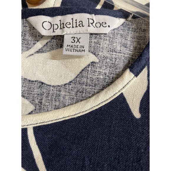 Ophelia Roe Womens 3X Navy & White Floral Print Sleeveless Button Back Top - Picture 6 of 10